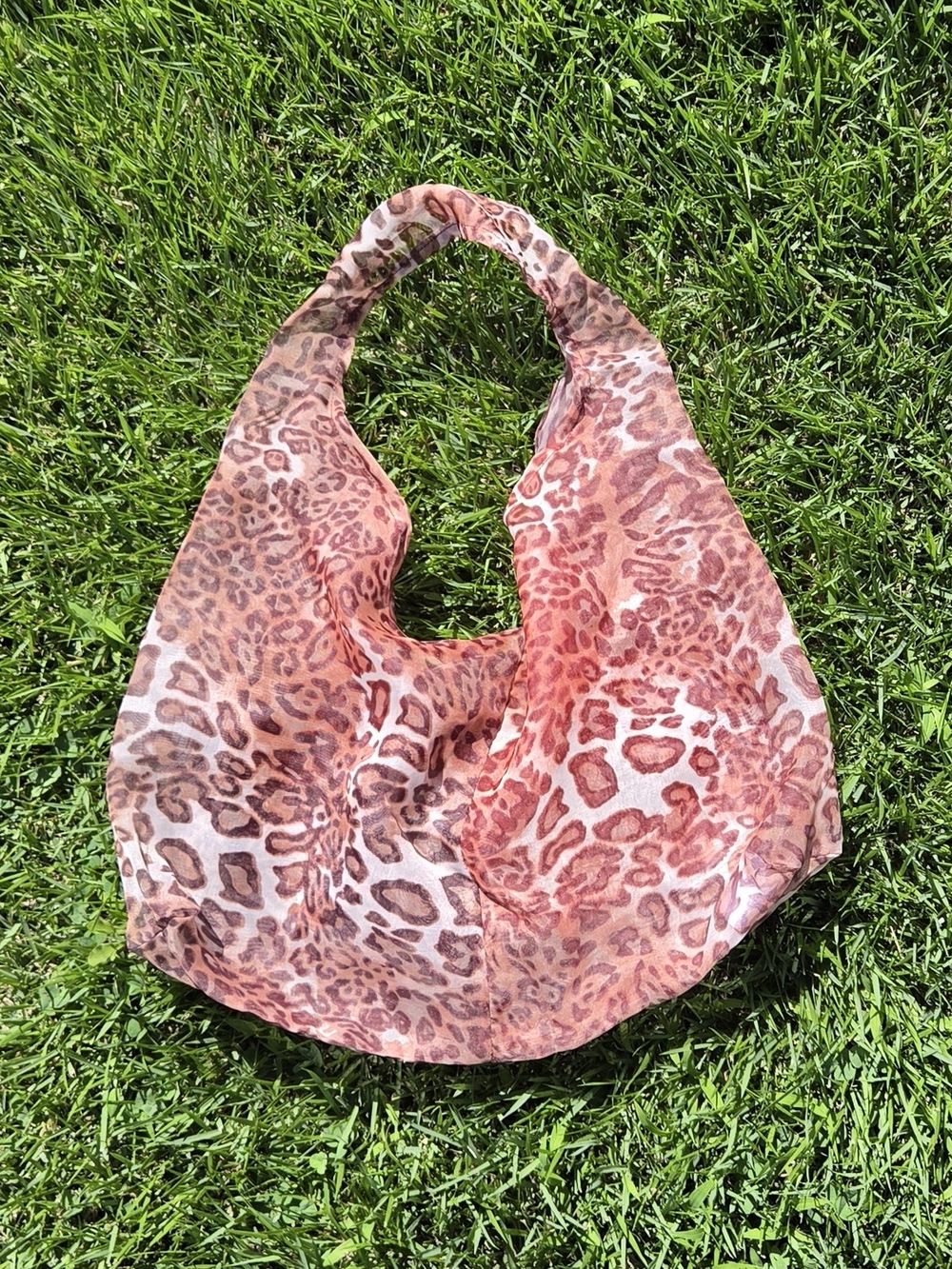 Handmade Sheer Leopard Print Pink Hobo Bag